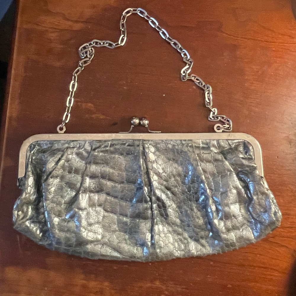 Candie's Silver Textured Clutch with Chain Strap